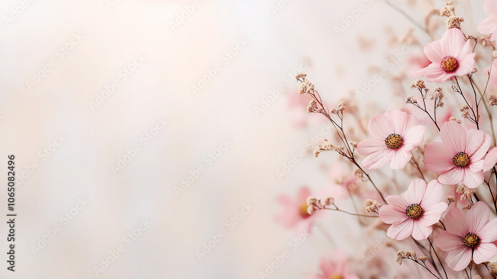 Fototapeta premium Delicate floral arrangement in soft natural light, evoking tranquility and beauty
