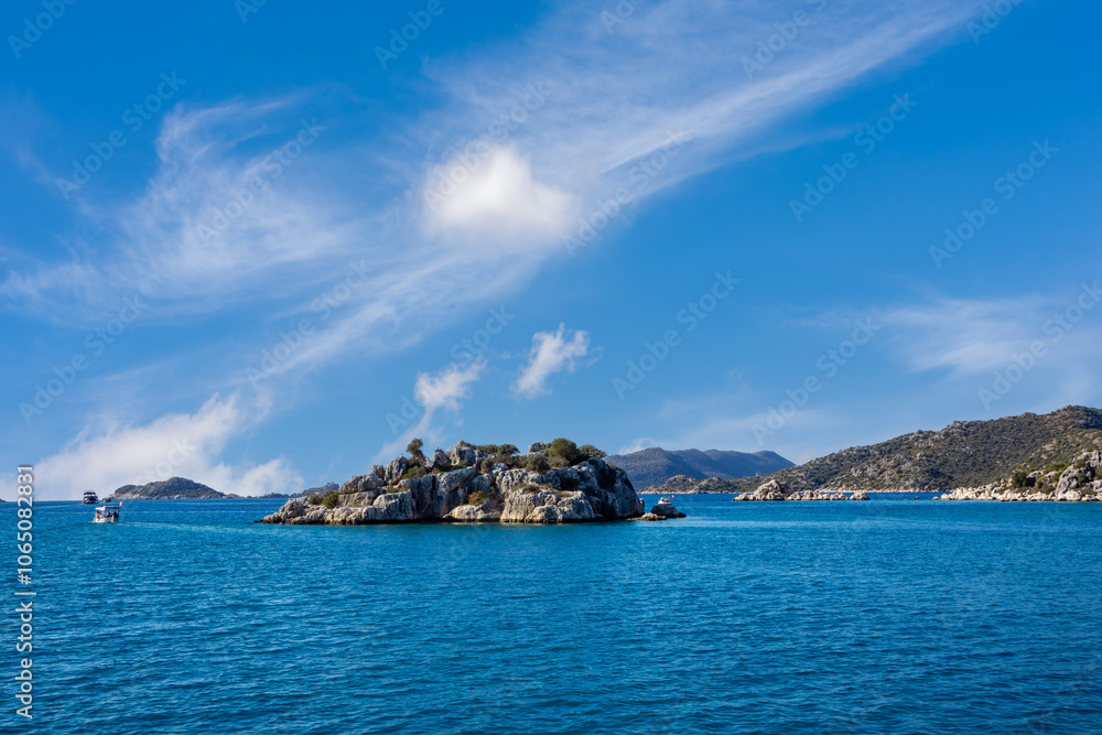 Kekova Island in the Summer Season Photo, Mediterranean Sea Kalekoy Kekova, Demre Antalya, Turkey Kekova Island in the Summer Season Photo, Mediterranean Sea Kalekoy Kekova, Demre Antalya, Turkey