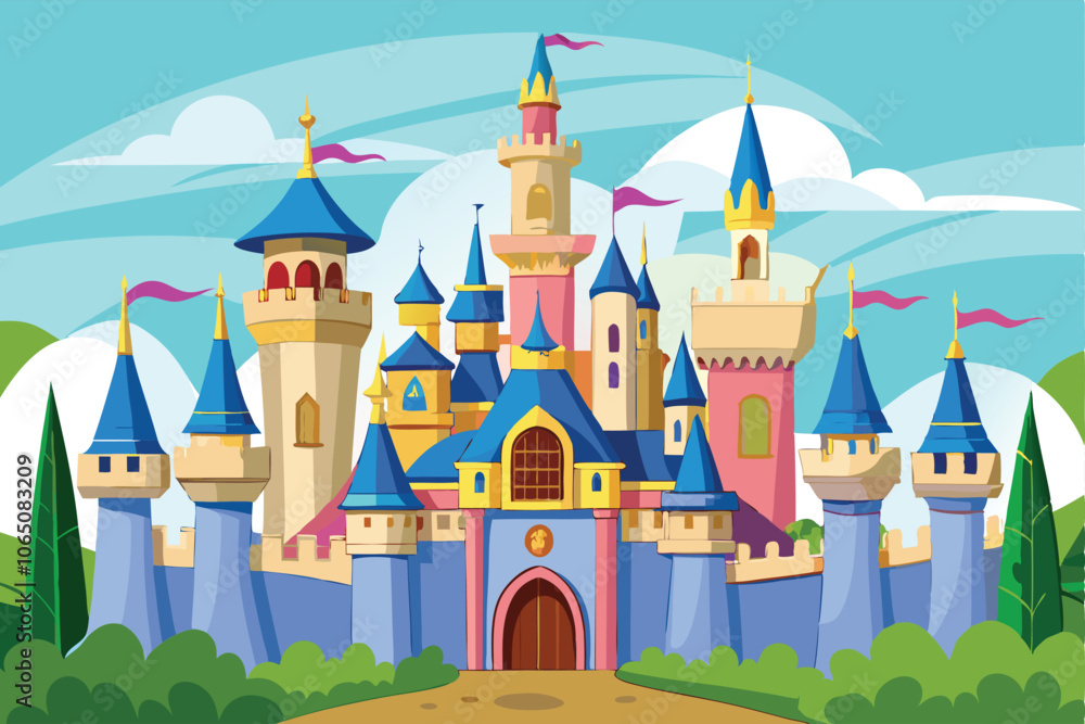 Fototapeta premium fairy tale castle vector illustration