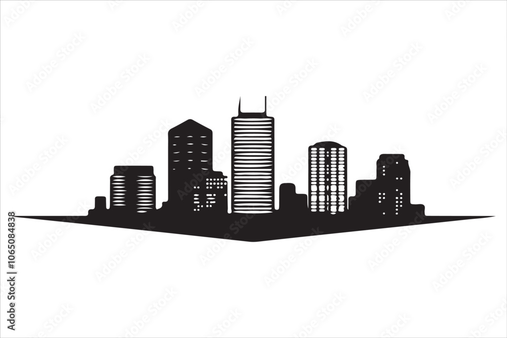 Obraz premium Boston Skyline Silhouette Print, Minimalist Boston Cityscape Silhouette Art vector