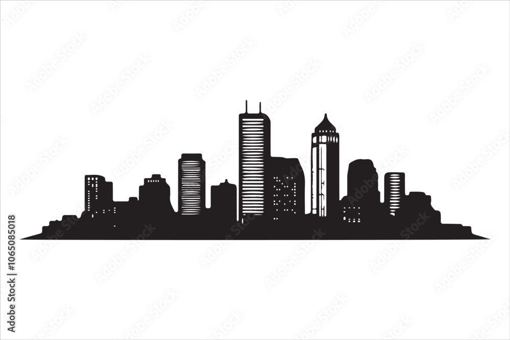 Obraz premium Boston Skyline Silhouette Print, Minimalist Boston Cityscape Silhouette Art vector