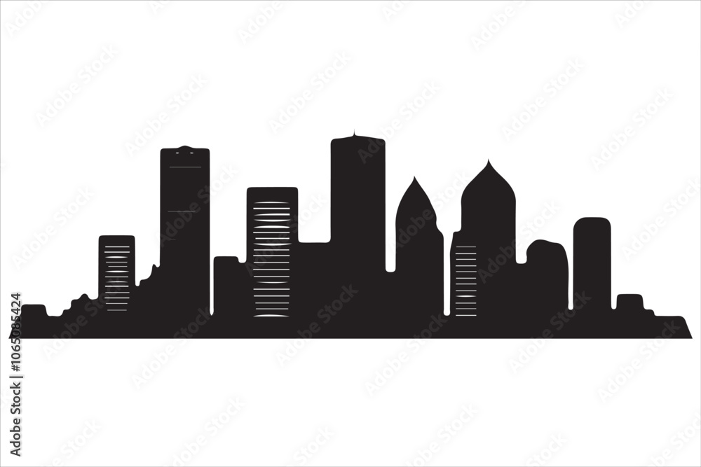 Obraz premium Boston Skyline Silhouette Print, Minimalist Boston Cityscape Silhouette Art vector