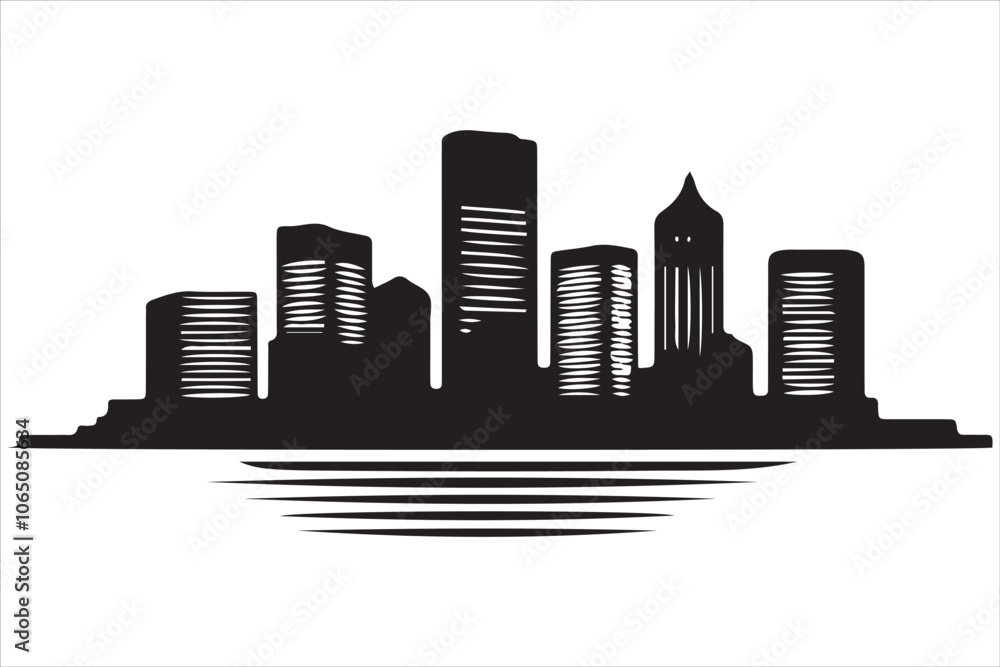 Obraz premium Boston Skyline Silhouette Print, Minimalist Boston Cityscape Silhouette Art vector