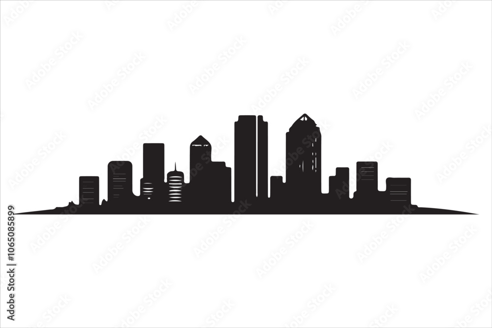 Obraz premium Boston Skyline Silhouette Print, Minimalist Boston Cityscape Silhouette Art vector