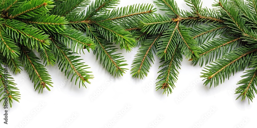 Obraz premium Fir branches isolated on white background for Christmas decorations, fir, branches, isolated, white background, Christmas