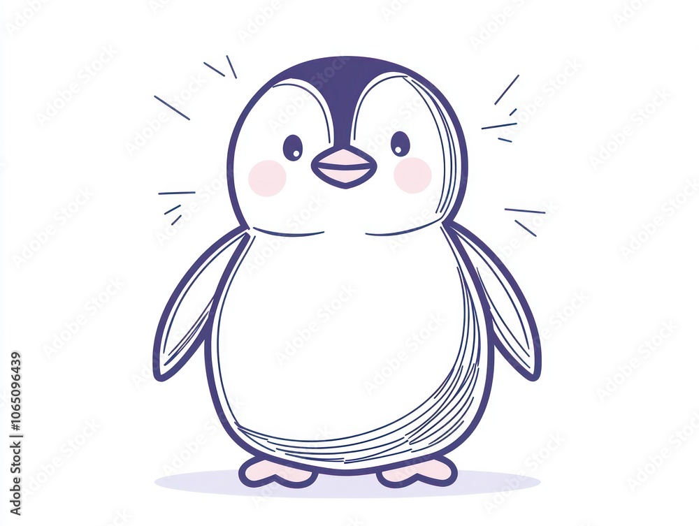 Obraz premium Continuous line drawing a cute penguin for logo design