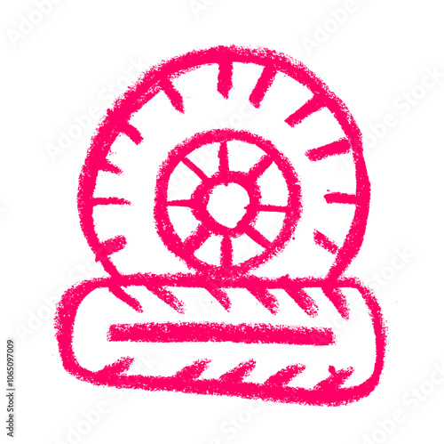 Car Tire Garage Service Related Icon Crayon Chalk Drawing Vector