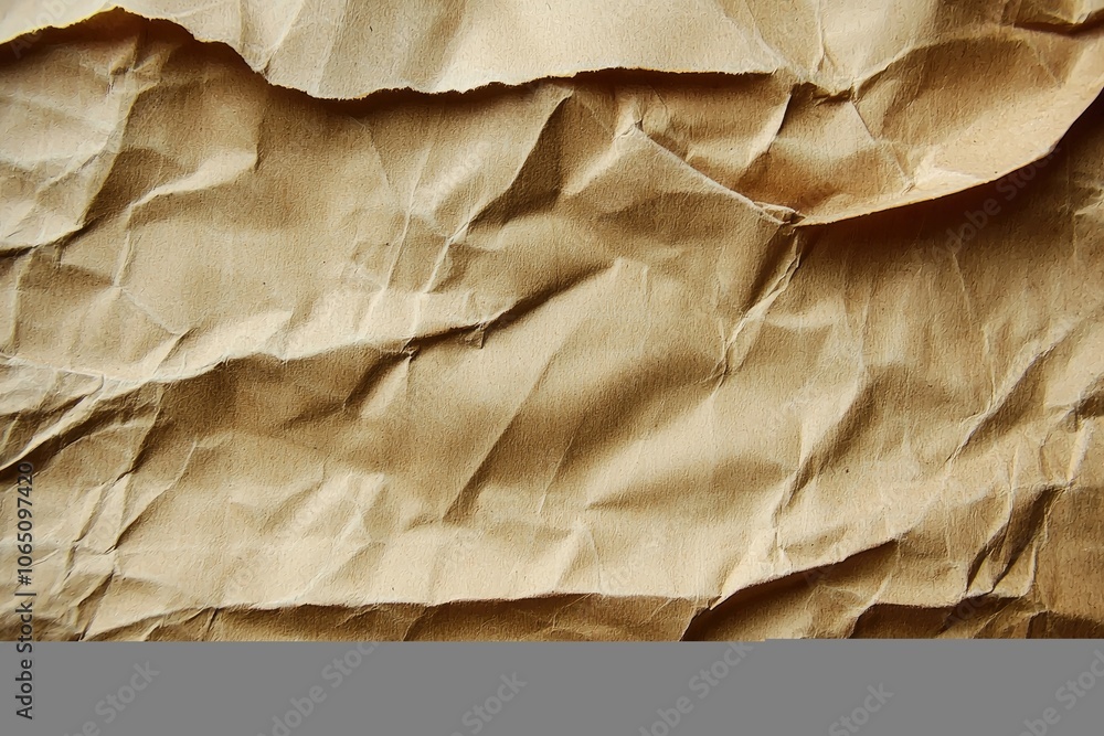 A Close-up of Crumpled Brown Paper with a Textured Surface A Close-up of Crumpled Brown Paper with a Textured Surface