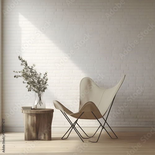 Minimalist Living Room with Butterfly Chair photo