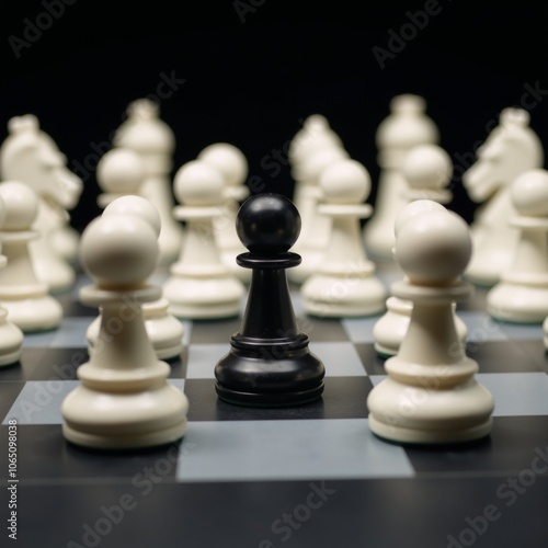 Diverse chessboard White pawn vs photo