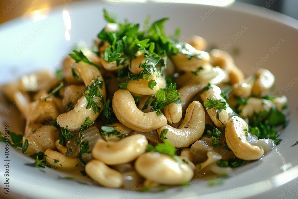 Fresh Nuts with Herbs on a Bright Kitchen Plate Fresh Nuts with Herbs on a Bright Kitchen Plate