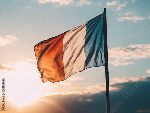 France flag on the wind