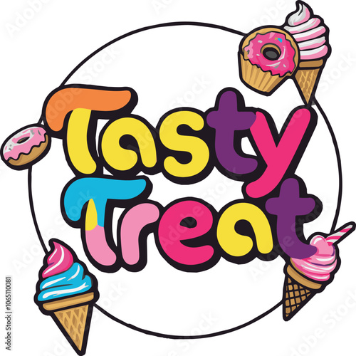 A logo with the text "Tasty Treats" in large, playful, cursive letters