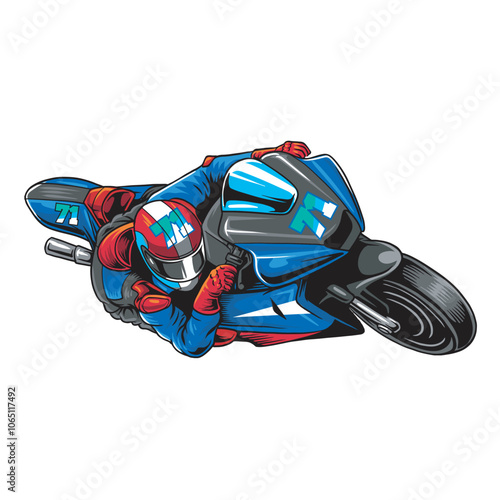 Vector Illustration of Racing Motorcycle with Detailed Illustration 