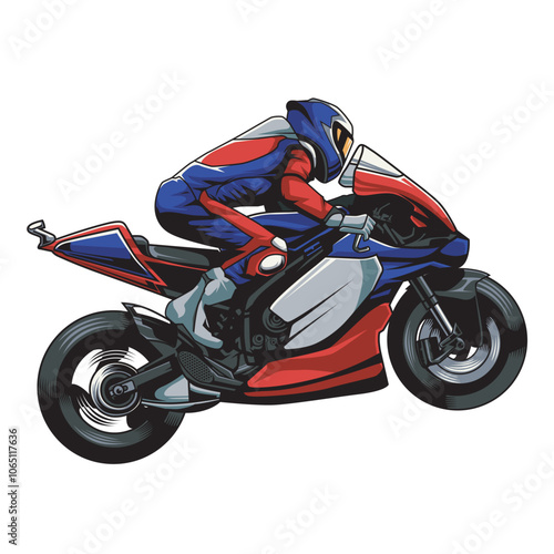 Vector Illustration of Racing Motorcycle with Detailed Illustration 