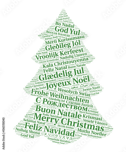 Merry Christmas in foreign languages word cloud	 photo