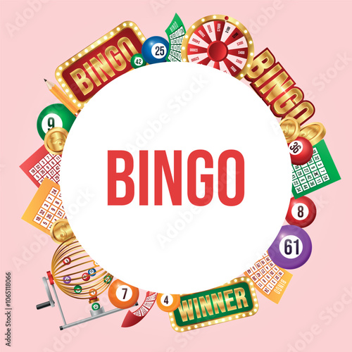 Realistic bingo game frame template