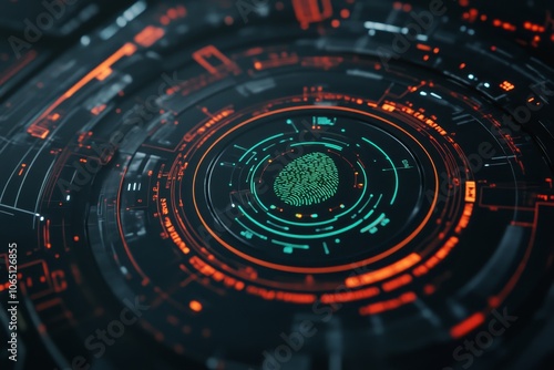 Wallpaper Mural Digital fingerprint scanning interface showcasing biometric technology and data analysis in a futuristic setting Torontodigital.ca