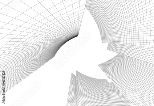 Abstract architecture vector 3d drawing