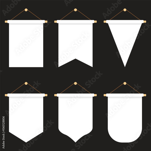 White Pennant Flag Vector Illustration