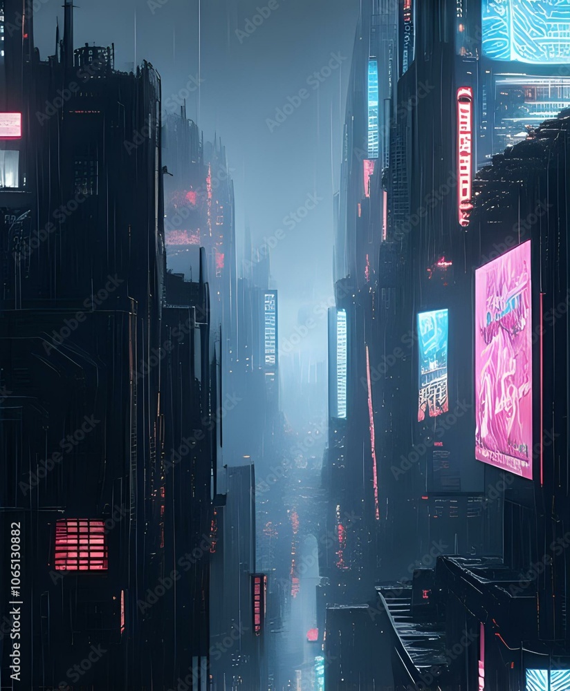 Neon Cyberpunk Cityscape Night Neon Cyberpunk Cityscape Night