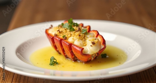 Baked stuffed red bell pepper dish photo