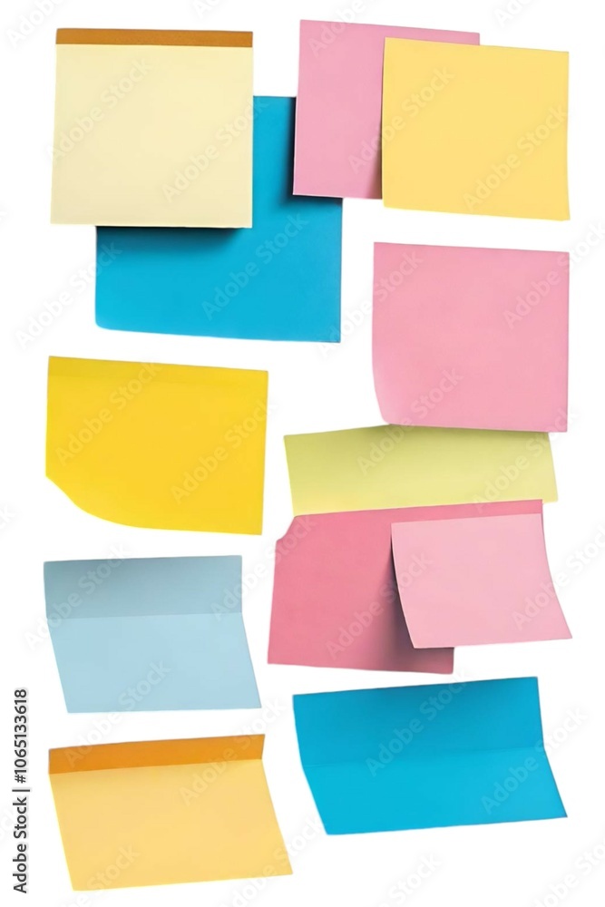 Colorful sticky notes creating a reminder on white background Colorful sticky notes creating a reminder on white background