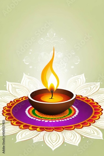 Burning diya oil lamp celebrating diwali hindu festival of lights