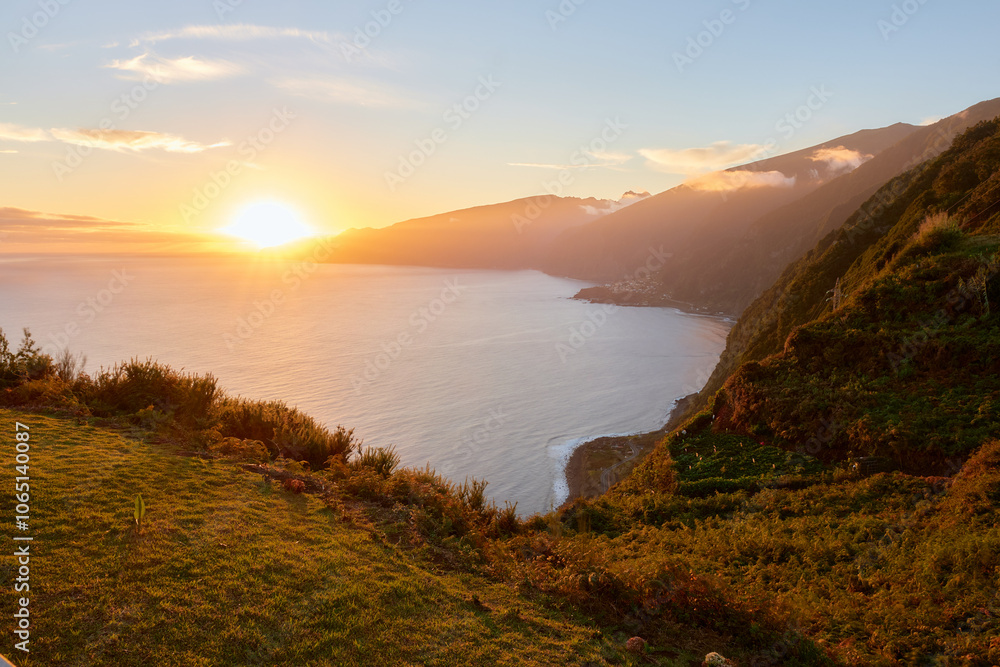 Seixal view from Miradouro da Eira da Achada Madeira, sunrise Seixal view from Miradouro da Eira da Achada Madeira, sunrise