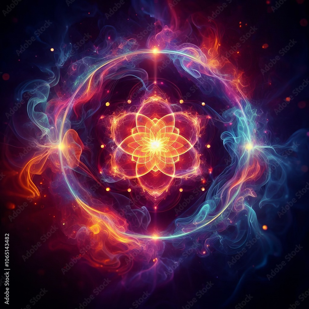 Fototapeta premium Glowing Auras Glowing auras surround smoke shapes captured with