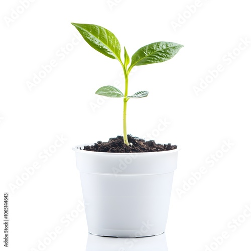 Small Green Plant in a White Pot