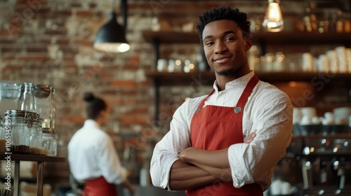 The Smiling Barista in Caf? photo