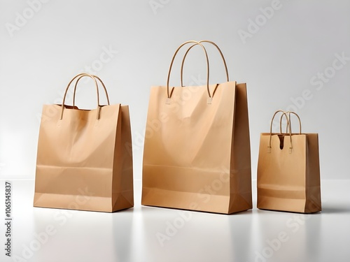 Plain-patterned paper shopping bags, design models, and matching various sales images