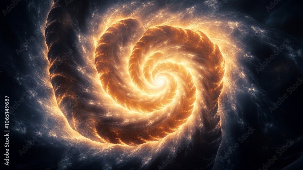 A spiral of fire and light in the sky A spiral of fire and light in the sky