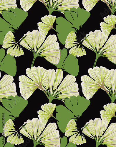 abstract, vector, monochrome, big flowers, all over textiles design, illustration digital image can be used for wrapping paper