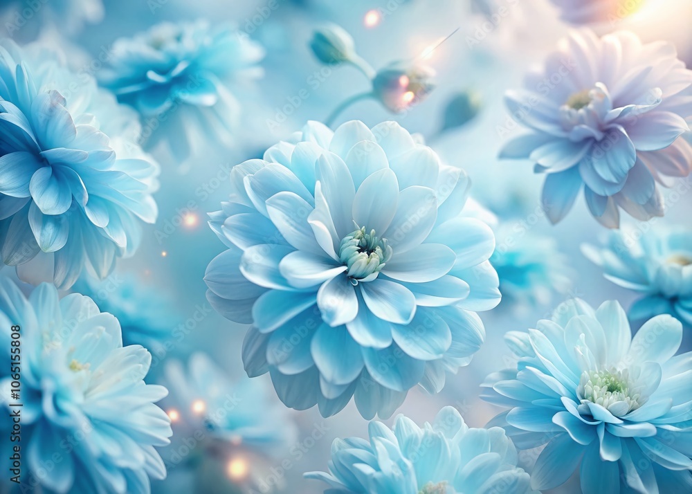 Obraz premium Aerial Light Blue Floral Presentation Background AI Photo