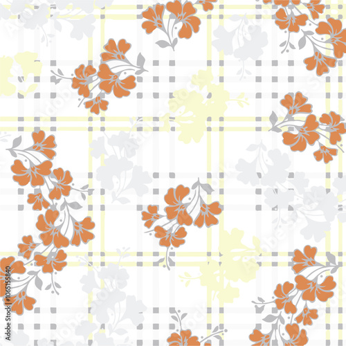 Big flowers pattern, upscale floral pattern. graphical textures floral, trendy colors pattern , flowers background with leaves. vector illustration.