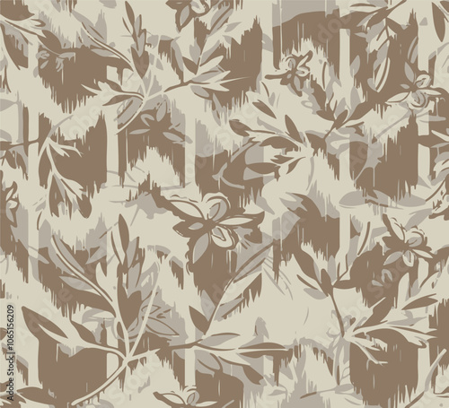 Modern colorful tropical floral pattern. Cute botanical abstract contemporary seamless pattern. Hand drawn unique print.