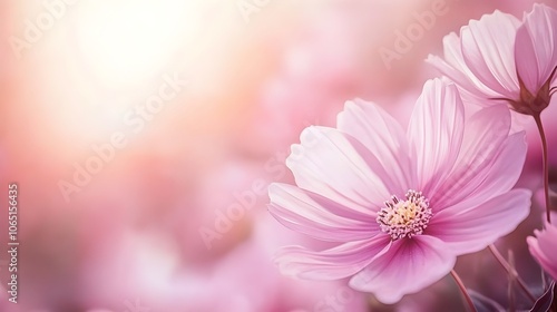 Detailed Macro of Cosmos Petals in Soft Pastel Shades with Sharp Edges
