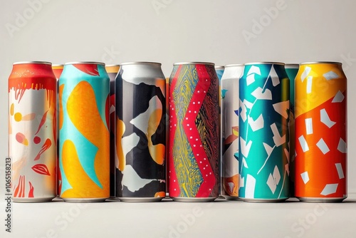 Lightweight metal packaging design showing thin, durable cans for beverages and food photo