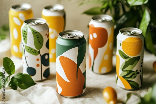 Lightweight metal packaging design showing thin, durable cans for beverages and food photo