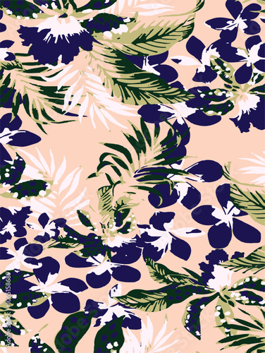 abstract, vector, monochrome, big flowers, all over textiles design, illustration digital image can be used for wrapping paper