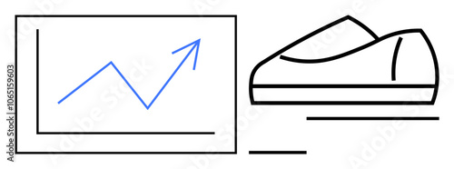 Rising line graph adjoining a linear running shoe, symbolizing progress and momentum in business or fitness. Ideal for financial growth, fitness, goal setting, startup success, performance tracking