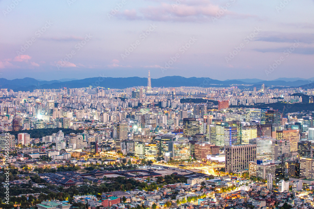 Fototapeta premium Sunset Seoul City South Korea