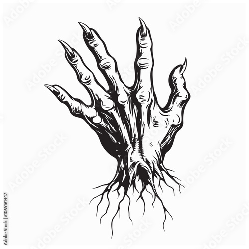  Zombie Hands Horrific Hold Vector Logo Design  isolated on white background.