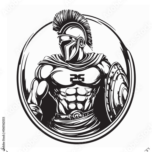 Greek Warrior. Greek Spartan Warrior Stock Vector image isolated on white background.