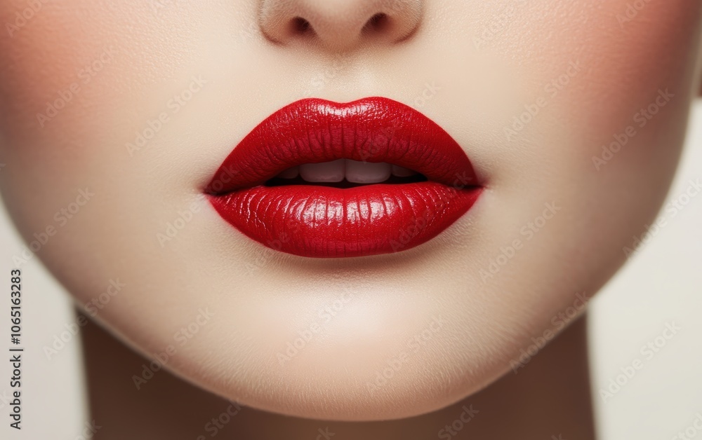Fototapeta premium beautiful red lips on a white background