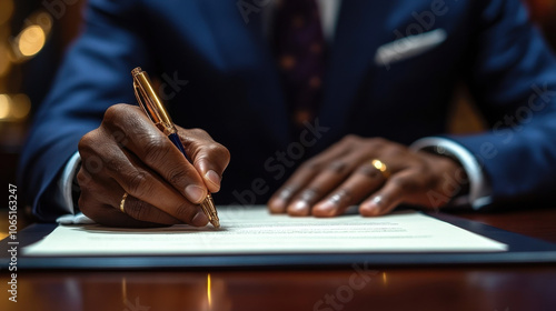 A government official signing a new crime prevention bill into law, representing legislative efforts to reduce crime