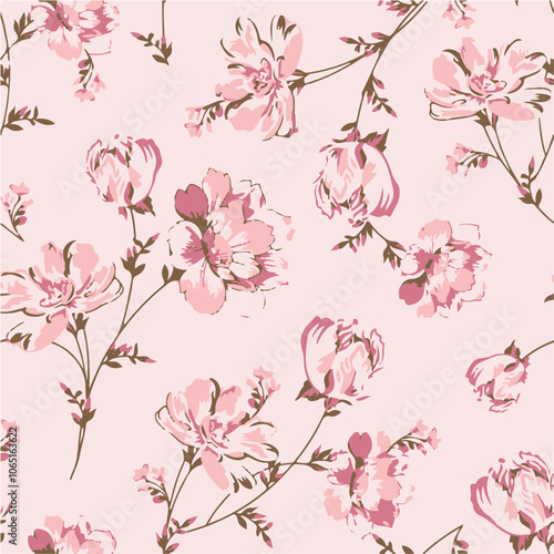 abstract, vector, monochrome, big flowers, all over textiles design, illustration digital image can be used for wrapping paper