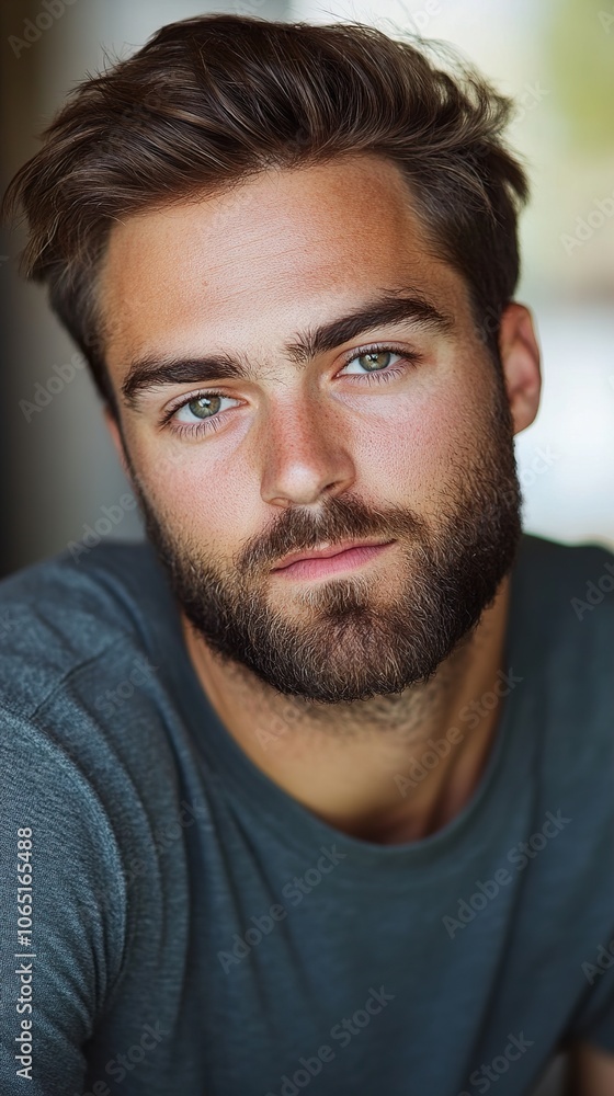 Handsome Man with Beard and Green Eyes - Portrait Photography Handsome Man with Beard and Green Eyes - Portrait Photography